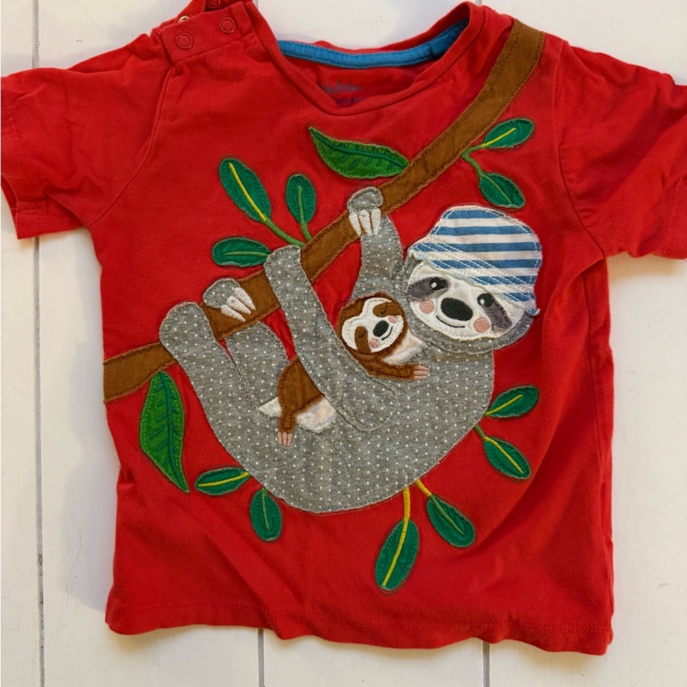 Baby Boden Red Sloth Graphic Tee